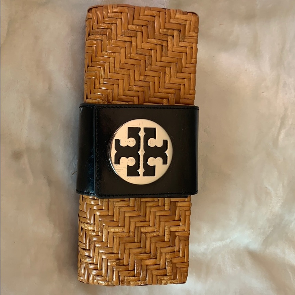 Tory Burch woven straw clutch